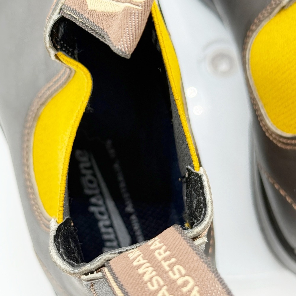 Blundstone Brown Chelsea Ankle Boots with Yellow Elastic - Picture 9 of 10